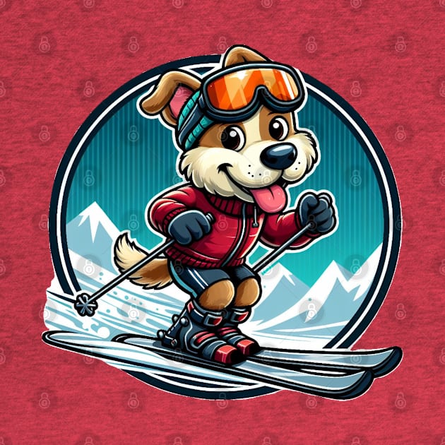 Skiing puppy dog by The Artful Barker